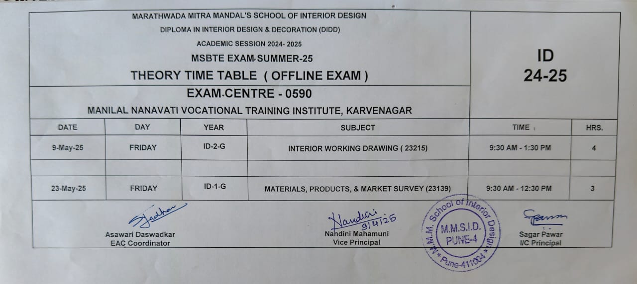 Theory Exam Timetable 2025